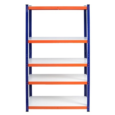 SEVOBAL Utility Storage Shelves Heavy Duty 5 Tier Metal Shelving Unit Vividly Ample Garage Home Organization Home, Blue Orange, 71"*35.4"*15.7"