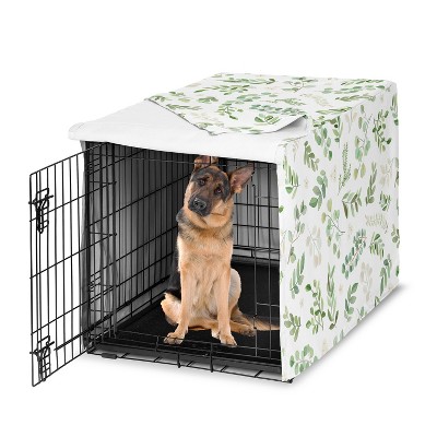 Sweet Jojo Designs Dog Crate Kennel Cover 48in. Botanical Green and White