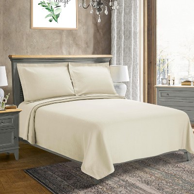 100% Cotton Bedspread and Pillow Sham Set Matelasse Diamond Pattern by Blue Nile Mills