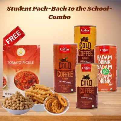 Shastha Combo – 3 Snacks Seedai / Murukku/ Mixture + 5 Cold Coffee (Bon Bon/ Mocha/ Classic/ Badam-2) + Free 60g Pickle Pkt