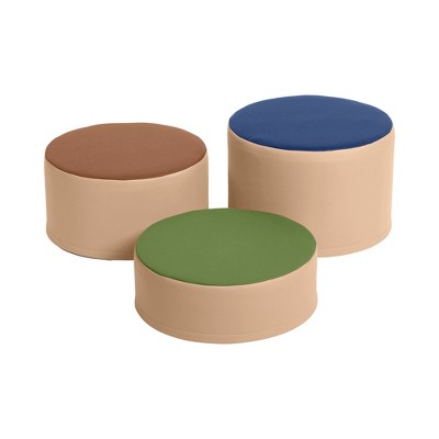 ECR4Kids SoftZone Colorful Stump Stool Set, 3-Piece