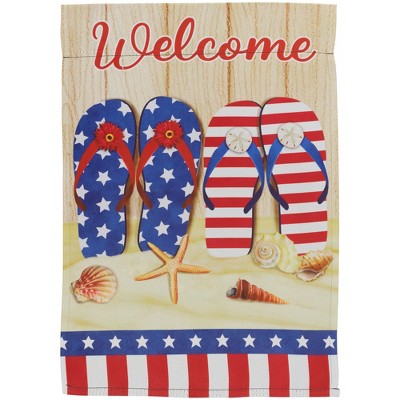 Northlight Sandy Beach "Welcome" Patriotic Outdoor Garden Flag - 18" x 12.5"