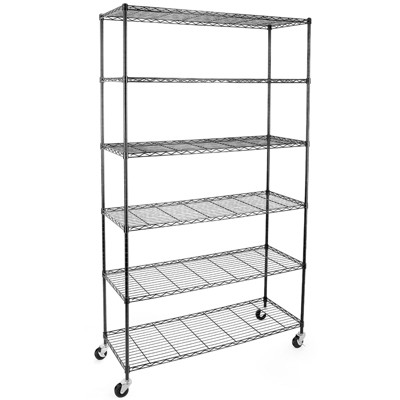 Empire Digilabs NSF Certified Storage Shelves on Wheels, Metal Shelves for Storage with Adjustable Stand, 6-Tier Wire Shelving Unit