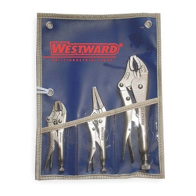 Westward  Locking Plier Sets,Plain Grip,3 Pcs 1ECF5