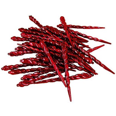 Northlight Shiny Shatterproof Icicle Christmas Ornaments - 5" - Red - 36ct