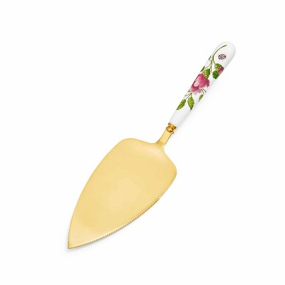 Spode Creatures of Curiosity Cake Knife, Floral Porcelain Handle - 10" Stainless Steel Cake Server Featuring Victorian Style Details