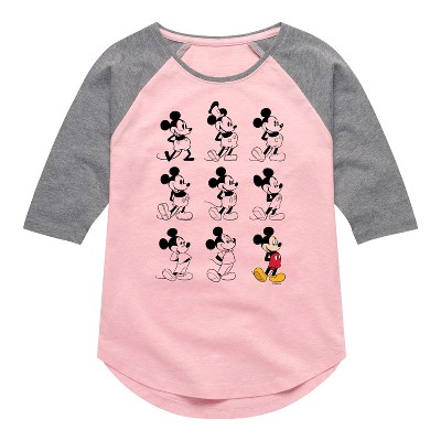 Girls' - Disney - Mickey Mouse Evolution Shirt Tail Raglan Graphic T-shirt