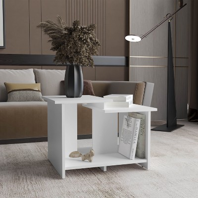 NicBex Coffee Tables for Living Room 23.6" W Rectangle Modern Coffee Table with Open Lower Shelf for Home Office Storage, White