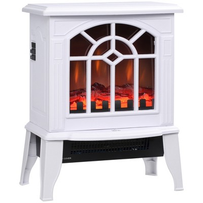 SEVOBAL Fireplace Insert Heater Mantel 3D Flame Fireplace Stove Bottom Air Outlet Fire Place Panoramic Fire Place Heater, White, 15.9"*11.8"*17.7"