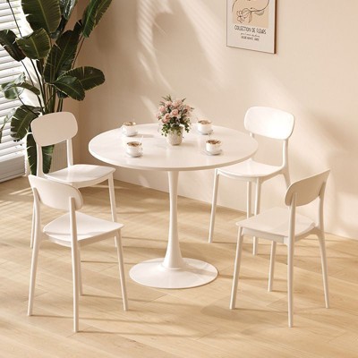 Okak 23.6/31.5in Round Dining Table Kitchen Table with Steel Tulip Base Round Kitchen Table for Dining Room