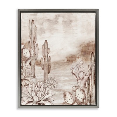 Stupell Industries Prickly Elegance Cacti Floating Frame Canvas Art