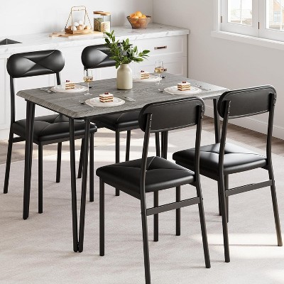 Jojoka Modern 5-Piece Dining Table Set for 4, With Cushion Seats For Small Space, Home Kitchen, Apartment