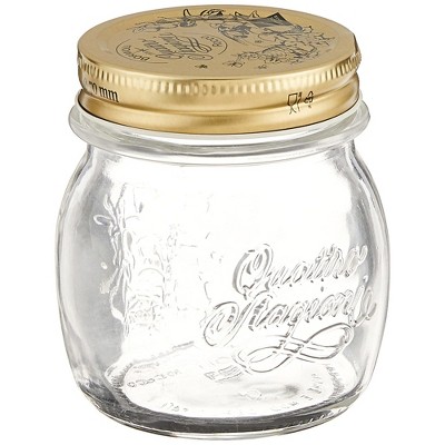 Bormioli Rocco Quattro Stagioni Mason Jar - One-Piece Twist Top Lid, Beehive Motif - Embossed Glass Container, BPA-Free, Made in Italy