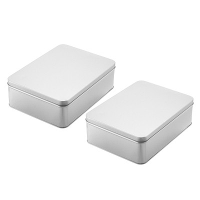 Unique Bargains Metal Mini Portable Rectangular Metal Tin Box 2 Pcs