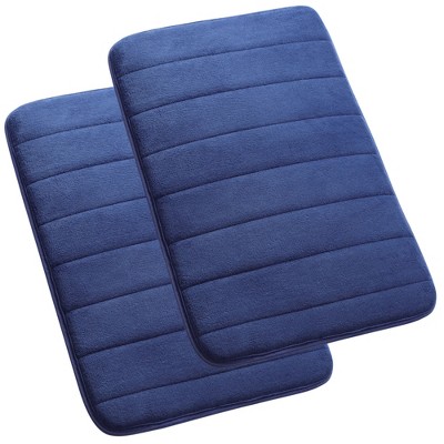 PiccoCasa Bathroom Kitchen Memory Foam Non-Skid Velvet Absorb Water Lightweight Bath Rug 2 Pcs