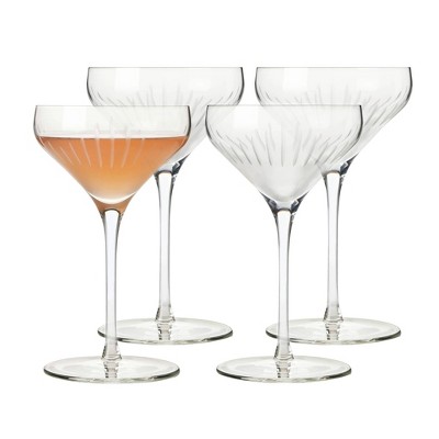 Libbey Signature Greenwich Diamond Cut Coupe Cocktail Glasses, 8 ounce, Set of 4