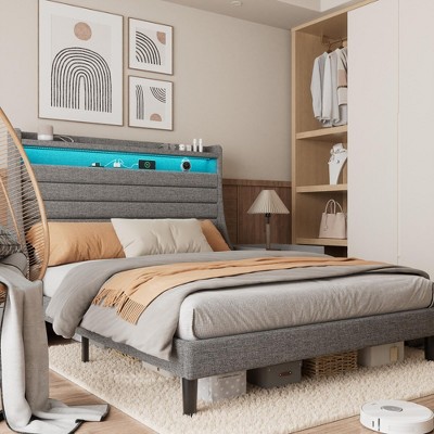 Comfy Upholstered Platforms Bed Frame , Modern Bed Frame with Wood Slat Support, No Box Spring Needed, Easy Assembly