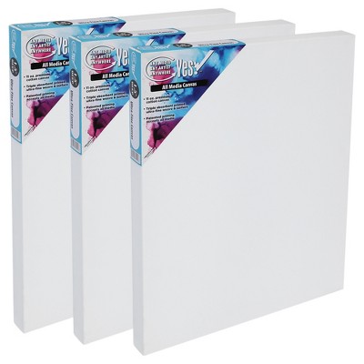 Jerry's Artarama Yes! All Media Cotton Canvas 8"x10", 1-1/2" Deep (Box of 3) Triple Primed, Acid Free, 11oz Weight