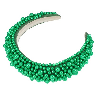 Unique Bargains Women's Sponge Wide Brim Pearls Padded Headband