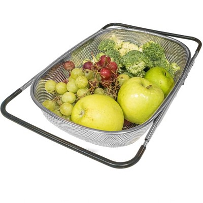 5 Star Super Deals Stainless Steel Colander Expandable Strainer Fine Mesh Basket - 6 Quart with Handles for Kitchen Sink