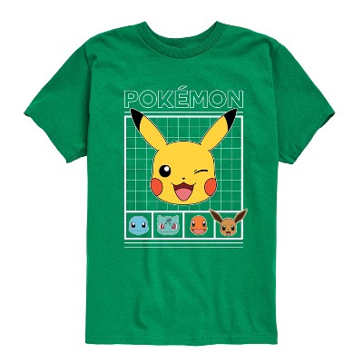 Boys' - Pokémon - Eevee Pikachu Charmander Squirtle Bulbasaur Grid Short Sleeve Graphic T-Shirt