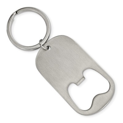 Black Bow Jewelry Stainless Steel Brushed Functional Bottle Opener Key Chain