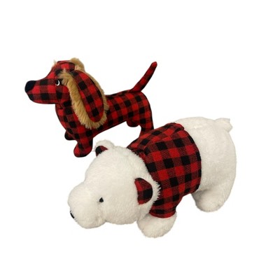BEARPAW 2-Pack Crinkle Squeaky Dog Toys - Teddy Bear and Puppy