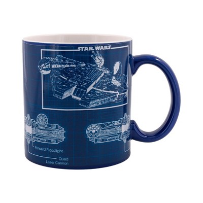 Silver Buffalo Star Wars Millennium Falcon Schematics Ceramic Mug | Holds 20 Ounces