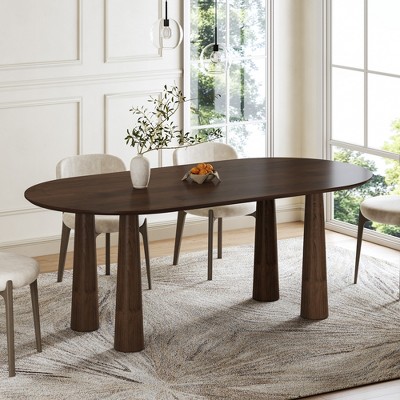 SpassWay 30" Modern Oval Dining Table Multi-Functional Centerpiece for Kitchen Office Entertaining with Sturdy in Black/Walnut/Natural Wood Finish