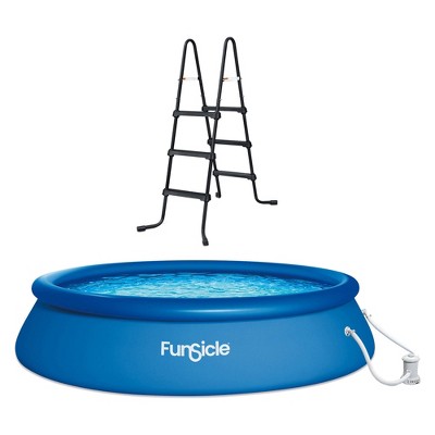 Funsicle SureStep 36 Inch 3 Stair Plastic Lightweight Above Ground Pool Ladder with QuickSet 10' x 30" Durable Ring Top Above Ground Swimming Pool