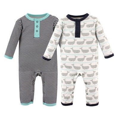Hudson Baby Infant Boy Cotton Coveralls 2pk, Whale