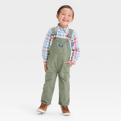 OshKosh B'gosh Toddler Boys' Plaid Lined Overalls - Olive Green