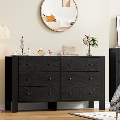 6 Drawer Dresser for Bedroom, Dresser with Drawers & Metal Knobs, Modern Wooden Double Chests of Drawers for Bedroom, Entryway, Hallway