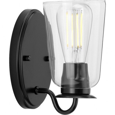 Progress Lighting Durrell 1-Light Wall Sconce, Matte Black, Clear Glass Shade