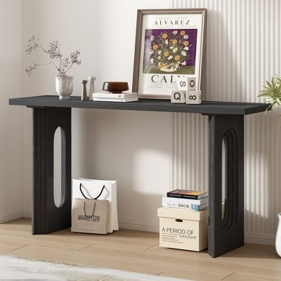 Kumasinova Console Table with Unique Hollow Leg Design,Modern Solid Wood Veneer Entryway Table,Sofa Table for Living Room,Hallway&Entrance