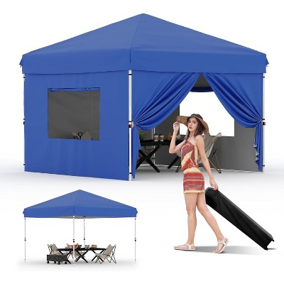 10x10FT Pop-Up Canopy Tent, Waterproof Outdoor Canopy Portable Sun Shelter, 210D Oxford Cloth, Height Adjustable for Picnic Camping Parties
