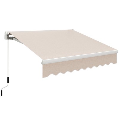 Outsunny Manual Retractable Awning Sun Shade Shelter for Patio Deck Yard with UV Protection and Easy Crank Opening