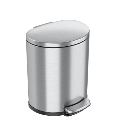 iTouchless Step Pedal Kitchen Trash Can with AbsorbX Odor Filter and Removable Inner Bucket 5 Gallon Semi-Round Stainless Steel