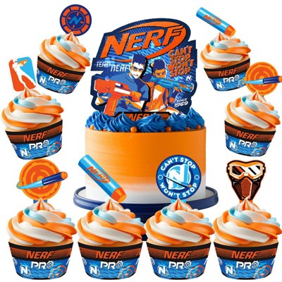 Treasures Gifted Nerf Cake Topper & Nerf Cupcake Toppers Kit