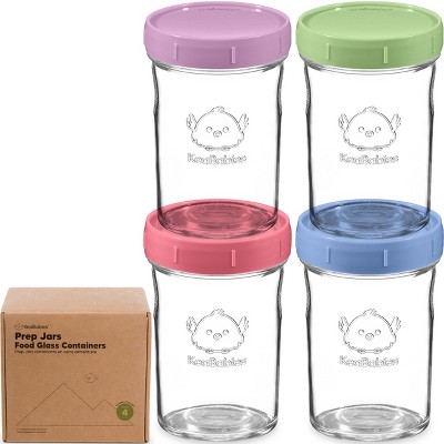 Prep Baby Food Storage Containers, 4oz & 8oz Leak-Proof, BPA Free Glass Baby Food Jars for Feeding