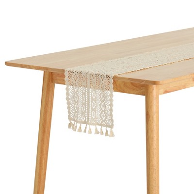 Unique Bargains Bedroom Decor Bridal Party Lace Tassels Table Runner 1 Pack