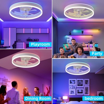 Gulches 19.7 inches fan light RGB color lights three color temperature 6-speed adjustable wind power