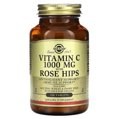 Solgar Vitamin C With Rose Hips, 100 Tablets