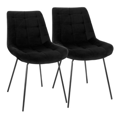 Elama 2 Piece Tufted Chair in Brown with Metal Legs