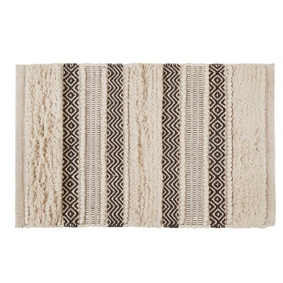 Ink+Ivy 20"x32" Asher Woven Texture Striped Bath Rug