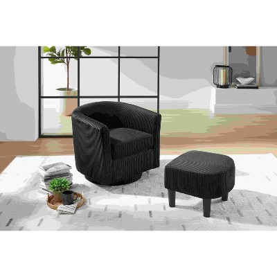 Racxily 360° Swivel Accent Chair withCorduroy Skin-Friendly Sturdy, Modern Elegant Comfy Chair for Living Room Bedroom Study, Rubber Wood Frame