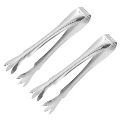 Unique Bargains Stainless Steel Mini Sugar Cube Tongs 2 Pcs