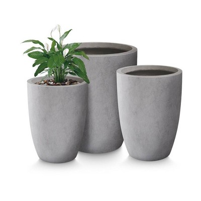 Rosemead Home & Garden 3pc Concrete Outdoor Planter Pot Cement Gray