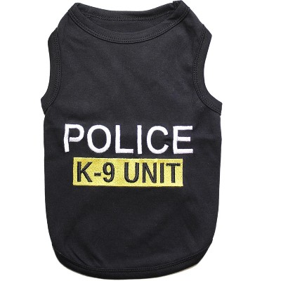 Parisian Pet 'Police' K-9 Unit Dog Outfit – Comfortable Uniform for Small Dogs & Cats, Black