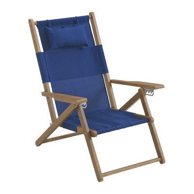 Outdoor Weather-Resistant Wood Folding Beach Chair with Backpack Straps - 4-Position Reclining Seat by Lavish Home